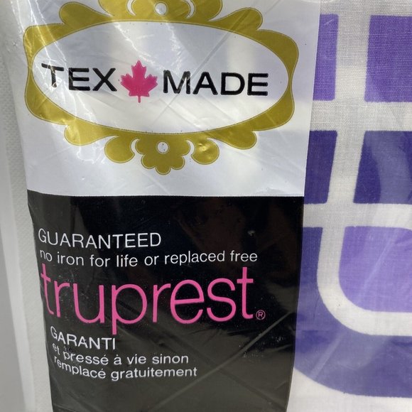 Texmade Labyrinth Truprest Twin Bed Flat Sheet Geometric Links 1970s Purple - Picture 3 of 15